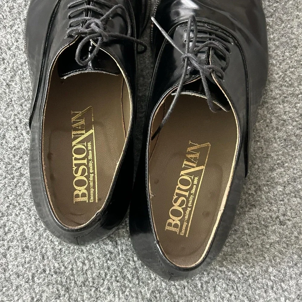 Bostonian Black Patent Leather Oxford Dress Shoes Mens 9.5 M Made In Italy